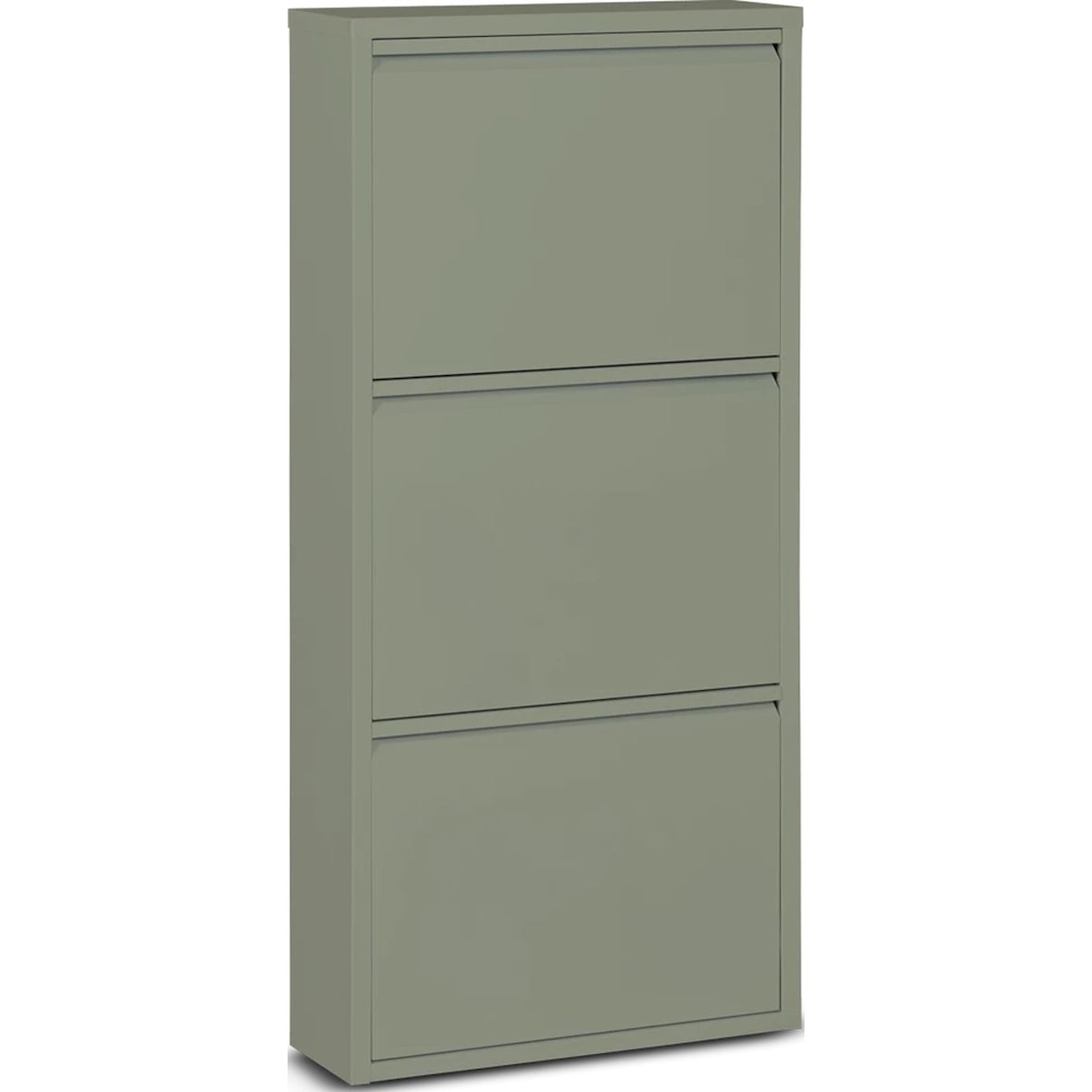 Scarpiera 3 ante - 50 x 15 x 103,5 cm - Scarpiera - Sistema di stoccaggio per scarpe - Metallo - Scatola per scarpe - Verde oliva