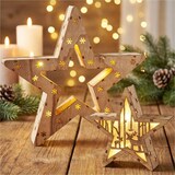 thumbnail of Zwei LED Holzsterne 16 LED Weihnachtsstern Deko