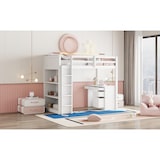 thumbnail of Hochbett 90×200 cm mit Stauraum Computertisch Modulbauweise Platzsparend Lattenrost Weiß Holz robust modernes Design