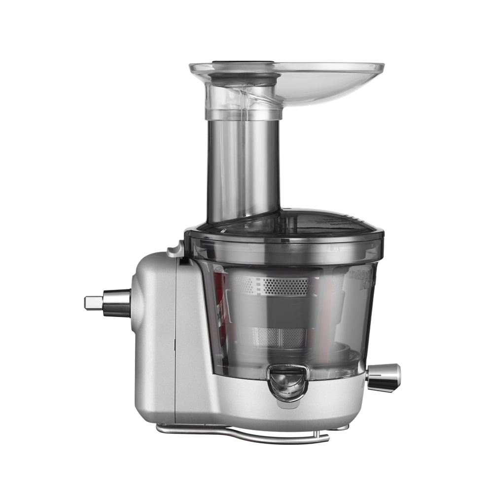 KitchenAid Entsafter Vorsatz 5KSM1JA, 16 x 24 x 29 cm, Kunststoff/Edelstahl, 1 l, mit Einfüllöffnung/ Einfülltablett/ Stopfer, transparent/grau