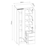 thumbnail of Helloshop26 - Moderner Kleiderschrank fürs Schlafzimmer zeitloses Aufbewahrungsmöbel 1 Kleiderstange 4 Einlegeböden 3 Schubladen 03_0006370