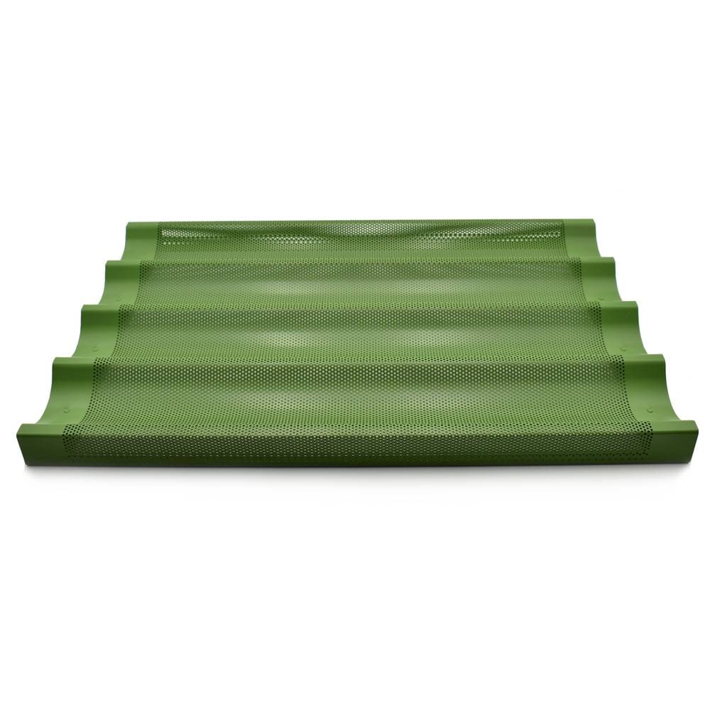Teglia da forno antiaderente per baguette forata in alluminio 60x40 cm su traversino