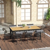 thumbnail of Mesa de Jardín Rectangular Mesa de Comedor Exterior para 8 Personas con Encimera de Listones y Estructura de Aluminio para Terraza Balcón 190x90x74 cm
