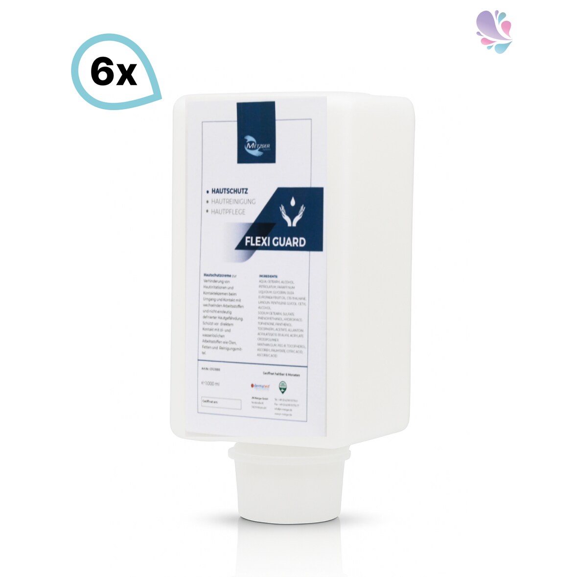 Hautschutzcreme siliconfrei Flexi Guard SET, 6 x 1.000 ml Vakuumflaschen