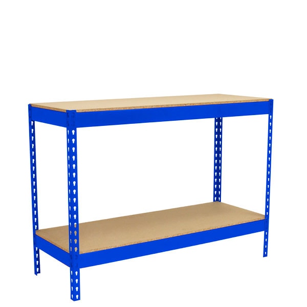 SimonRack Bancada de Trabalho, Capacidade de Carga 400 kg, 900x1200x750 mm, 2 Prateleiras Inferior, Azul/Madeira - BT-BASIC