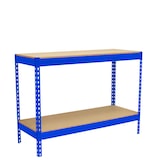 thumbnail of SimonRack Bancada de Trabalho, Capacidade de Carga 400 kg, 900x1200x750 mm, 2 Prateleiras Inferior, Azul/Madeira - BT-BASIC