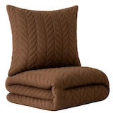 thumbnail of Bettwäsche 155x220 cm Braun Winter Plüsch Damast Premium Cashmere Touch geprägtes Design Blumen mit Reißverschluss extra warm flauschig