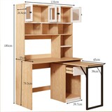 thumbnail of Schreibtisch mit Hochschrank, 110x55x180 cm, Swivel Desk, Acryltüren, Stauraum mit Kabelloch-Design, für Büro und Arbeitszimmer, Natur+Weiß