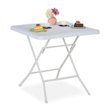 thumbnail of Relaxdays Gartentisch Holz-Optik, quadratisch, HBT: 74x78x78 cm, Balkontisch, Kunststoff, Metall, Outdoortisch, weiß