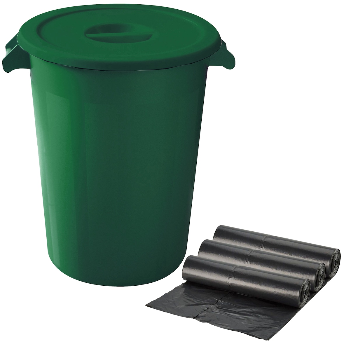 WellHome - Vuilnisbak van 100 liter met 30 plastic vuilniszakken in de groene industriële industrie