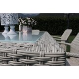 thumbnail of Tavolo rettangolare 150x90 cm da esterno giardino con struttura in acciaio rivestito in wicker e piano in vetro opaco 5 mm Portorico -  White