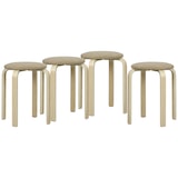 thumbnail of HOMCOM juego de 4 taburetes apilables taburetes redondos de madera con asiento acolchado para cocina comedor dormitorio oficina caqui y natural