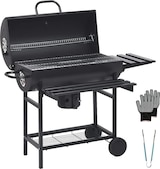 thumbnail of Barbecue A Carbone Con Coperchio Termometro Integrato Grill BBQ In Acciaio Con Ruote Ripiani Pinza E Guanti 112 x 63.5 x 97 Cm Nero