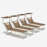 thumbnail of 4 Lettini spiaggia mare prendisole in alluminio Santorini Limited Edition Stock - Moka - Marrone Santorini-SA800TEXLE4PZM