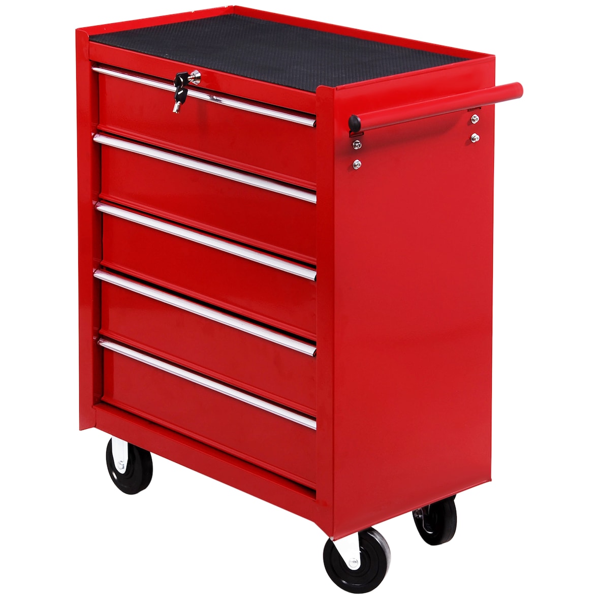 Carro Caja de Herramientas Taller Movil 5 Cajones Chapa de Acero 4 Ruedas Rojo
