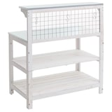 thumbnail of Mesa de plantación HWC-N55, mesa de jardinería, mesa para flores, estante para plantas, madera galvanizada certificada FSC®, 117x102x56cm ~ blanco