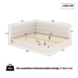 thumbnail of Polsterbett 160x200 cm mit Lattenrost und verstellbarer Rückenlehne – komfortables Tagesbett aus Samtstoff Dunkelbeige