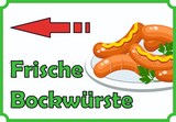 thumbnail of Frische Bockwürste Verkaufsschild Schild mit Pfeil nach links A0 Rückseite selbstklebend