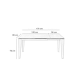thumbnail of Uitschuifbare tafel van 120 cm tot 170 cm modern keramisch blad op gehard glas antraciet marmer