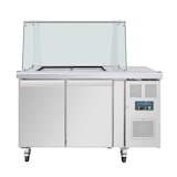 thumbnail of Gekoelde roestvrijstalen voorbereidingsbalie 314 liter, 2 x GN 1/1, vierkante niesbescherming, 300 W, 220 V - MONO