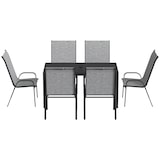 thumbnail of Garten-Set bestehend aus einem Metalltisch mit Loch und 6 stapelbaren, luftdurchlässigen Stühlen für die Terrasse, grau