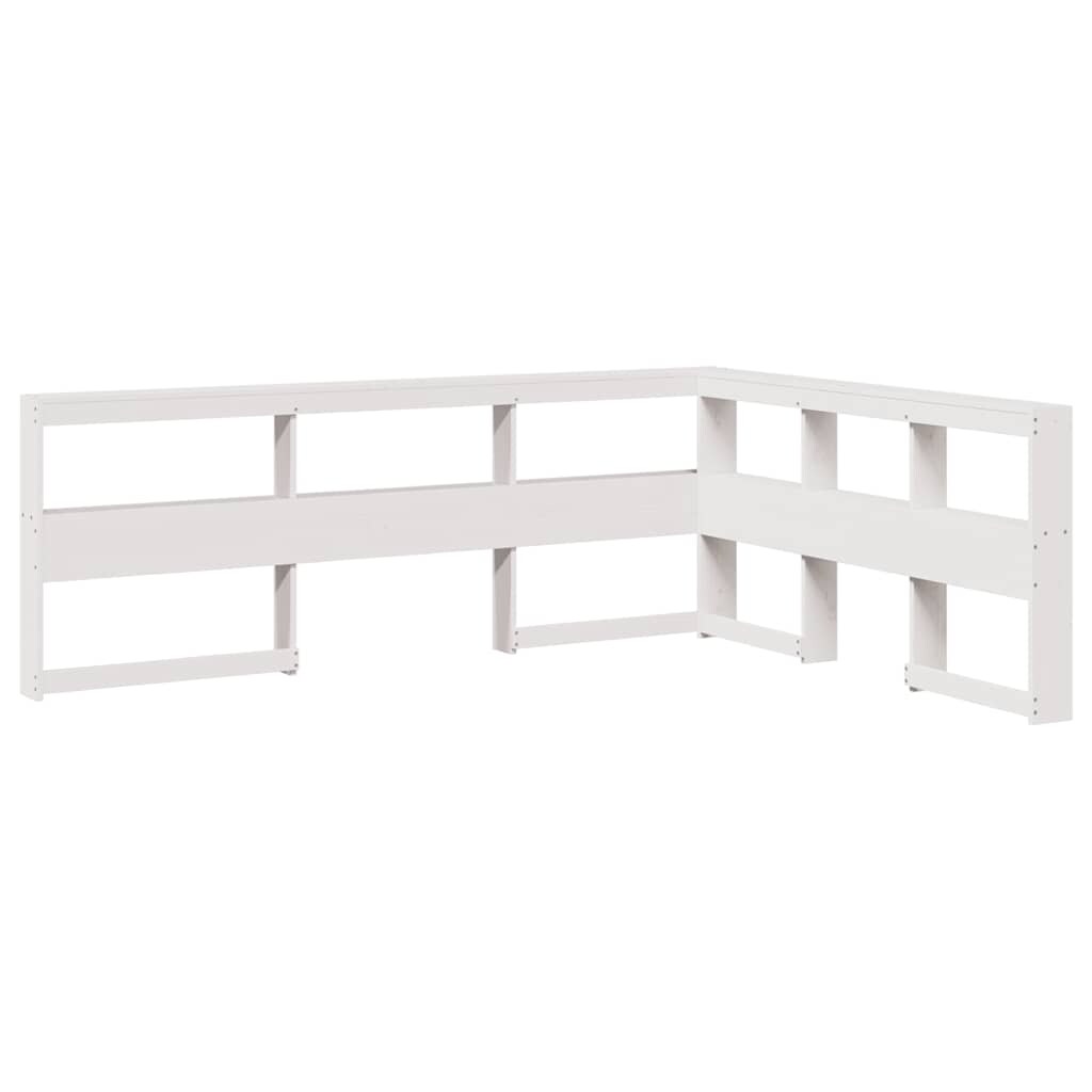 vidaXL Kopfteil mit Bücherregal L-Form Weiß 150 cm Massivholz Kiefer