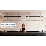 thumbnail of Prateleira BAR SHELF 115 cm CINZA PRETO com 2 prateleiras para copos e garrafas