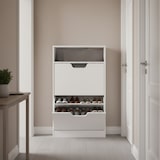 thumbnail of Relaxdays Schuhschrank mit Ablage, HBT: 102x60x24 cm, für 8 Paar, 2 Klappen, Flur, schmaler Schuhkipper, modern, weiß