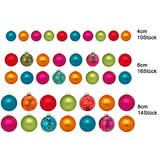 thumbnail of Weihnachtskugeln Glas 4-8cm mit Motiv 40er Set in Kartonbox - bunte Christbaumkugeln - einfarbige und gemusterte Weihnachtsbaumkugeln Mille Fiori Mix