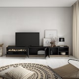 thumbnail of TV-Meubel, Lowboard, Woonkamer, Eetkamer, 310x50x37 cm, Voor tv's tot 80", Elektrische haard, Moderne stijl, Zwart/Eiken