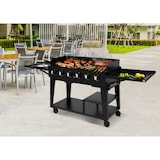 thumbnail of aro Gasgrill met 6 branders, grilloppervlak 106 × 48 cm, verrijdbaar, staal, zwart