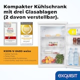 thumbnail of Exquisit Kühlschrank ohne Gefrierfach, 126 Liter, 55 cm Breit, Freistehend, Kompakt, Temperaturregelung, LED-Licht, KS516-V-040D weiss