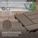 thumbnail of ECD Germany – WPC Terrassenfliesen – 30x30 cm 11 Stk.=1m² Dunkelbraun Mosaik | Holzoptik, Klicksystem mit Drainage