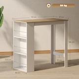 thumbnail of HOMCOM mesa de bar mesa de bistró mesa de comedor mesa alta con 3 estantes laterales y estructura de madera carga 50 kg 112x57x106 cm blanco