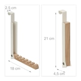 thumbnail of Relaxdays Klapphaken, zum Einhängen, Türgarderobe für 6 Kleiderbügel, Metall und Holz, Haken für 2 cm Türfalz, creme