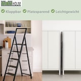 thumbnail of Alu Trittleiter 4-stufig schwarz klappbar mit Handlauf bis 150 kg Leiter