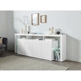 thumbnail of Dmora Credenza Ddalessandr, Buffet da soggiorno a 4 ante, Madia da salotto, Credenza moderna, 100% Made in Italy, 220x40h80 cm, Bianco lucido