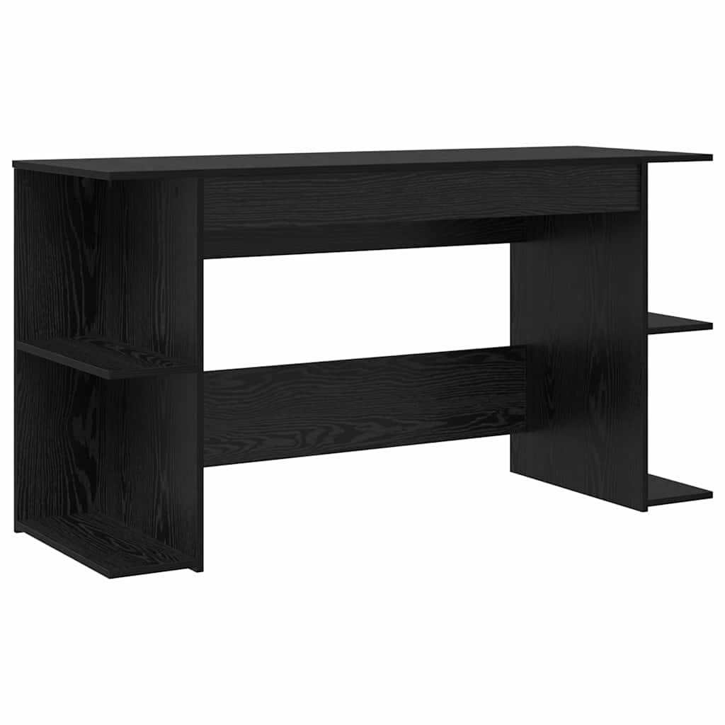 vidaXL Bureau met plank Zwart eiken 140 x 50 x 75 cm Bewerkt hout
