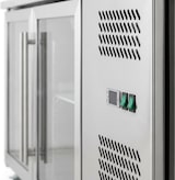 thumbnail of Romux® Kühltisch mit 2 Glastüren 136x70 cm mit Marmor-Arbeitsplatte und Luftkühlung | Theken Kühlschrank aus Edelstahl mit 282 L und 650 W