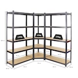 thumbnail of PROREGAL Mega Deal 1x étagère d'angle et 2x étagère robuste RAGNAR | HxLxP 180x90x40cm | Charge du compartiment 175kg | Noir | Étagère de garage