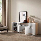 thumbnail of Sideboard, Highboard, 207x80x37 cm, 4 Türen, Wohnzimmer, Küche, Weiß und Eiche Soft