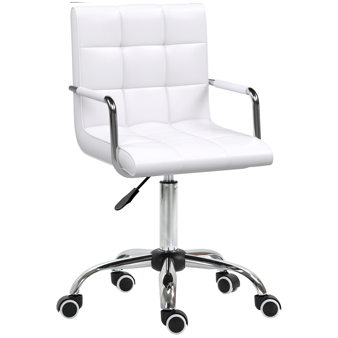 Bürostuhl Drehstuhl höhenverstellbar 99x53x54 cm ergonomischer Chefsessel mit Armlehnen und Rollen Kunstleder Weiß für Büro Homeoffice