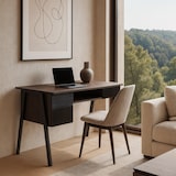 thumbnail of Escritorio HWC-O40, escritorio de oficina escritorio de ordenador, MDF metal melamina 78x120x60cm ~ aspecto nogal