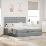 thumbnail of vidaXL Ottoman-Bett mit Matratze & LEDs Hellgrau 160x200 cm Stoff