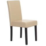 thumbnail of 2er-Set Esszimmerstuhl Stuhl Küchenstuhl Littau ~ Leder, creme, dunkle Beine