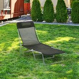 thumbnail of Outsunny Tumbona Plegable y Reclinable con Reposacabezas y Respaldo Ajustable Negro