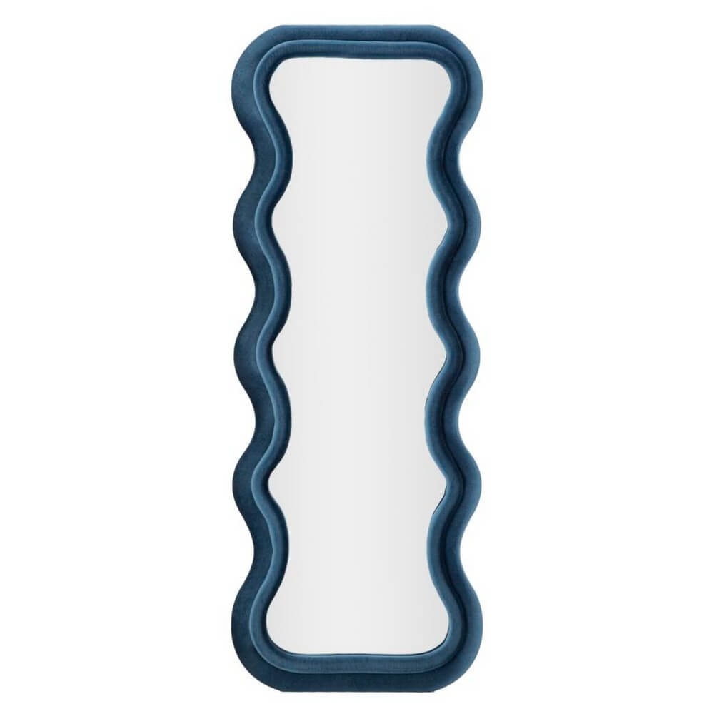 Espejo de pared de terciopelo azul Emily cm 60x6x160