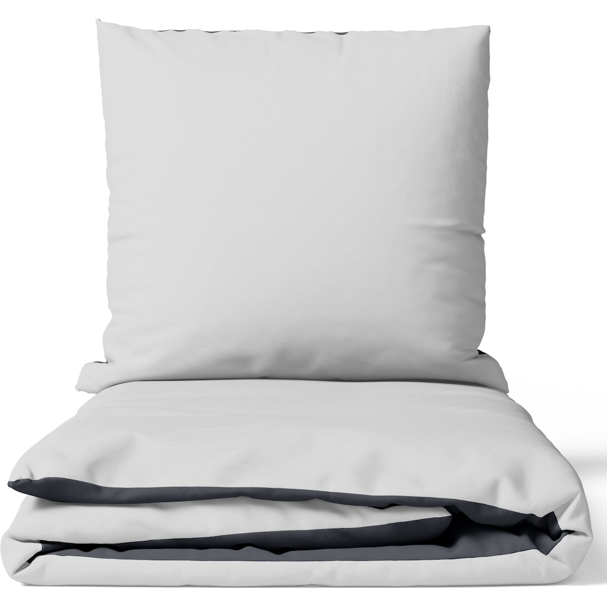 Satin Bettwäsche 155x220 cm 100% Baumwolle Grau Luxus Set Uni Wendeseite Anthrazit Kissenbezug 80x80 cm Reißverschluss