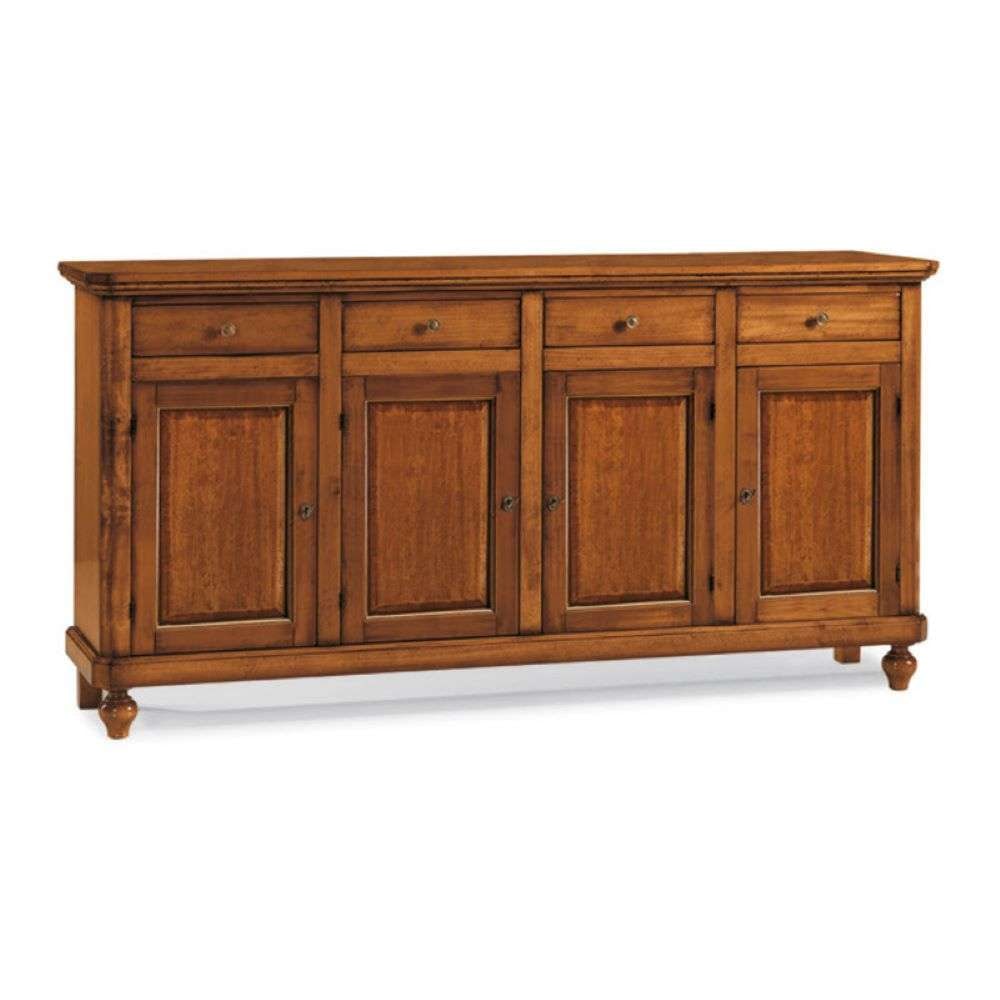 shopinnovativo -Credenza color noce 4 ante 4 cassetti in stile classico in legno massello e mdf 196x43x98 H