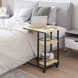 thumbnail of HOMCOM Mesa Auxiliar com Rodas Mesa Lateral em Forma de C para Sofá Cama com 2 Prateleiras e Freios Estilo Moderno 60x34,5x64,5cm Madeira